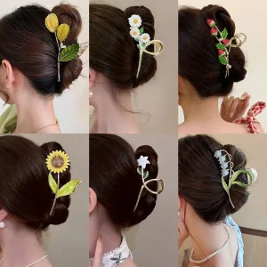 New Sweet Flower Durian Hair Claw Clip Ponytail Grab Hair Clips Shark Clip Woman Hairpins For Girl Hair Accessories