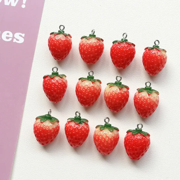 10Pcs Resin Imitation Fruit Pendants Strawberry Charms for Jewelry Making DIY Earrings Bracelet - Image 3