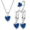 925 Sterling Silver Jewelry Sets For Women Heart Zircon Ring Earrings Necklace