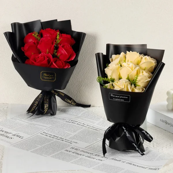 9 Heads Soap Flower Rose Bouquet Artificial Flower for All Occasions - Image 2