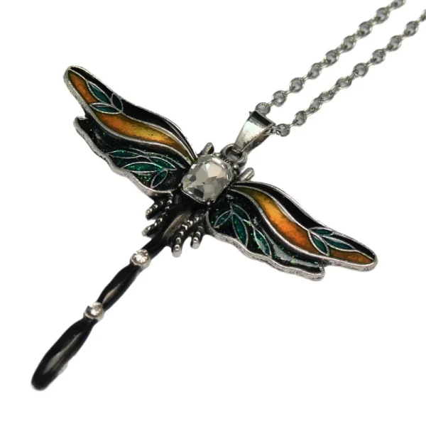 Dragonfly Silk Ribbon Necklace with Crystal Creative Metal Insect Butterfly Pendant Necklace for Women - Image 6