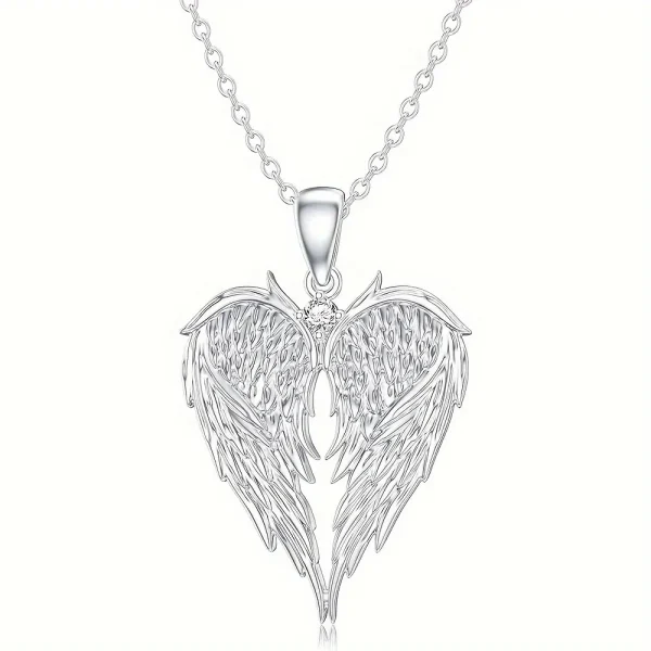 Elegant Angel Wing Heart Shaped Pendant Necklace, Exquisite Fashionable Elegant Versatile Banquet Party Daily Wear Jewelry Gift - Image 2