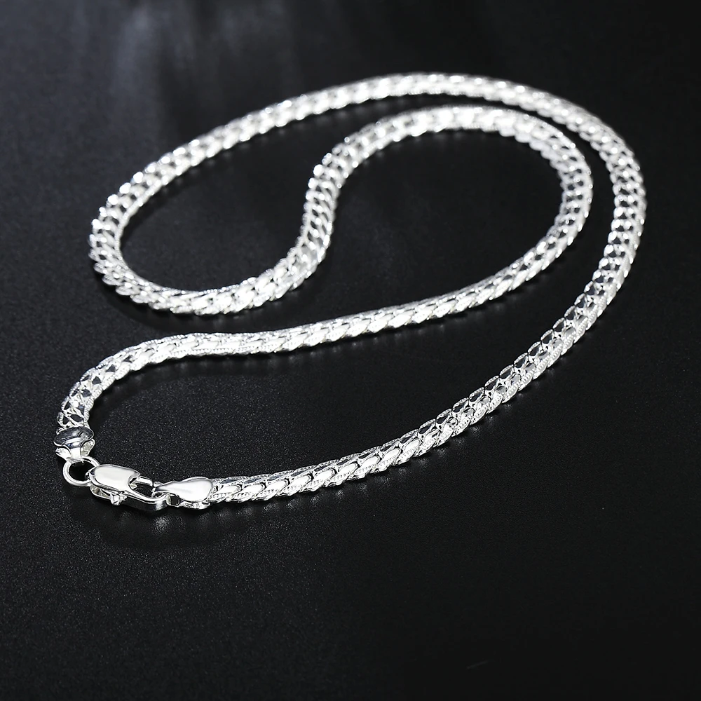 925 Sterling Silver Christmas Gifts European Style 6MM Flat Chain Necklace Bracelets Fashion for Women Jewelry Set - Image 6