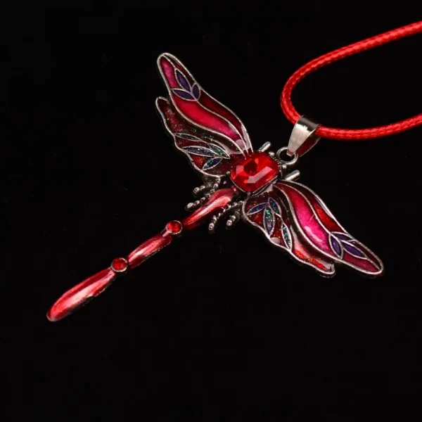 Dragonfly Silk Ribbon Necklace with Crystal Creative Metal Insect Butterfly Pendant Necklace for Women - Image 5