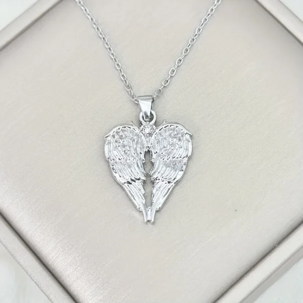 Elegant Angel Wing Heart Shaped Pendant Necklace, Exquisite Fashionable Elegant Versatile Banquet Party Daily Wear Jewelry Gift - Image 3