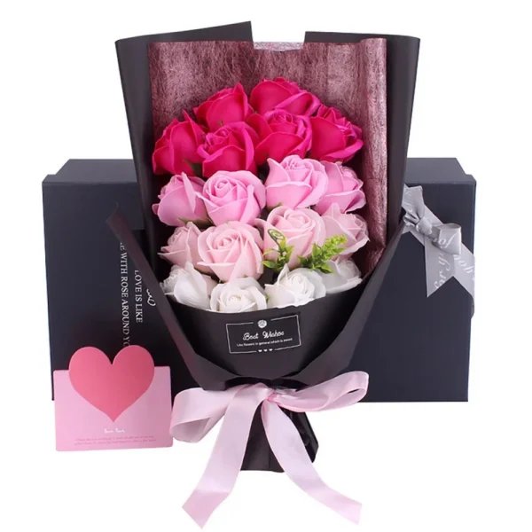 Soap Flower Bouquet with Gift Box Beautiful Flora Scented Bath Soap Flower in Case for Anniversary Valentine's Day Mother Day - Image 3