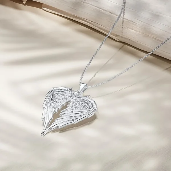 Elegant Angel Wing Heart Shaped Pendant Necklace, Exquisite Fashionable Elegant Versatile Banquet Party Daily Wear Jewelry Gift - Image 6