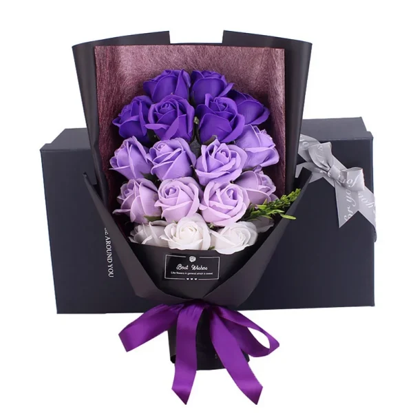 Soap Flower Bouquet with Gift Box Beautiful Flora Scented Bath Soap Flower in Case for Anniversary Valentine's Day Mother Day - Image 2