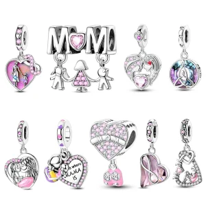 New 925 Silver Charm Mother's Day Pendant Bead For Woman Fit Original Bracelet Diy Jewelry Gift For Mom