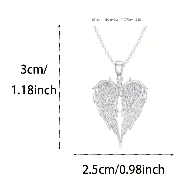Elegant Angel Wing Heart Shaped Pendant Necklace, Exquisite Fashionable Elegant Versatile Banquet Party Daily Wear Jewelry Gift - Image 4