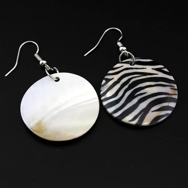 Girl Women's Zebra pattern Design Necklace Earrings Natural Shell Jewelry Set Butterfly Jewelry for Lady - Image 4