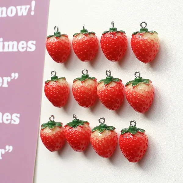 10Pcs Resin Imitation Fruit Pendants Strawberry Charms for Jewelry Making DIY Earrings Bracelet - Image 5