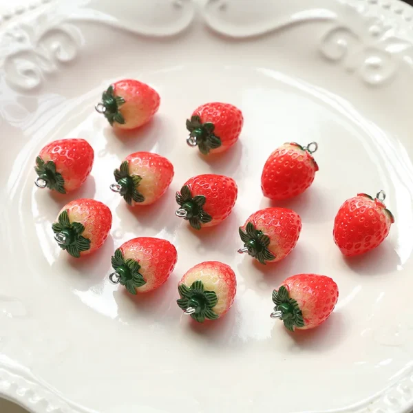 10Pcs Resin Imitation Fruit Pendants Strawberry Charms for Jewelry Making DIY Earrings Bracelet - Image 6