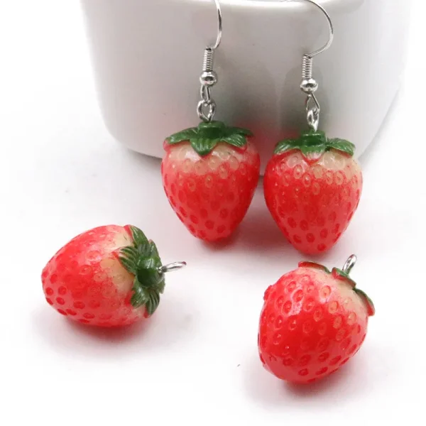 10Pcs Resin Imitation Fruit Pendants Strawberry Charms for Jewelry Making DIY Earrings Bracelet - Image 2