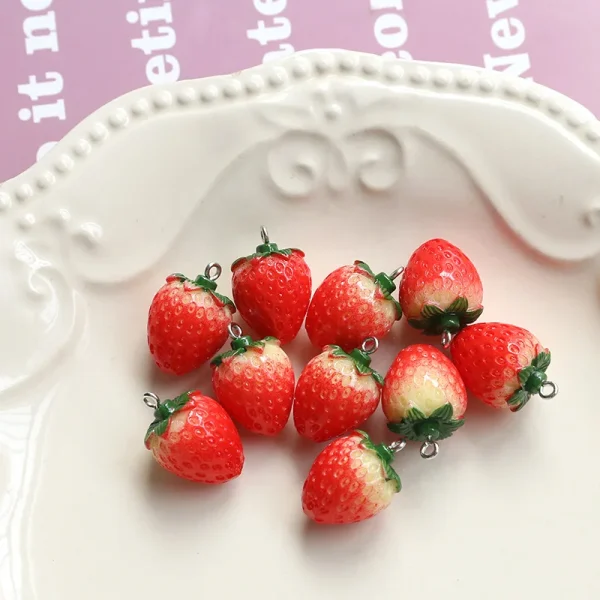10Pcs Resin Imitation Fruit Pendants Strawberry Charms for Jewelry Making DIY Earrings Bracelet - Image 4