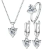 925 Sterling Silver Jewelry Sets For Women Heart Zircon Ring Earrings Necklace - Image 4