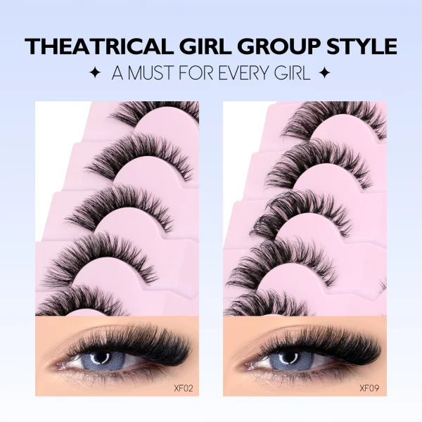 GROINNEYA False Eyelashes Cat Eye Lashes 5/7 Pairs Half Eye Lashes Fluffy Soft Natural Look Nvisible Band Mink lashes Makeup - Image 6