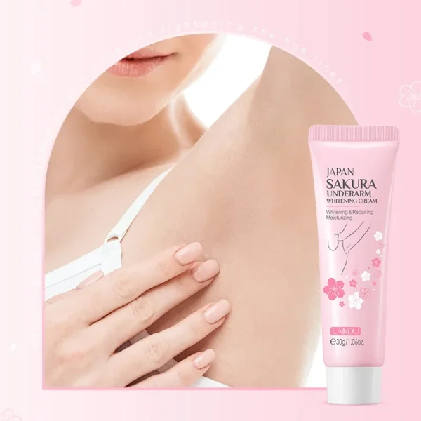 Laikou Sakura Underarm Cream Knee Buttocks Dark Skin Improve Melanin Pigmentation Korean Skin Care Product 30g - Image 3
