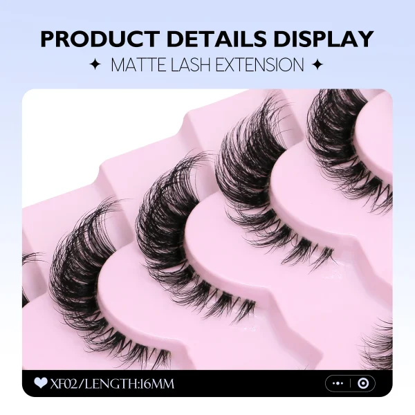GROINNEYA False Eyelashes Cat Eye Lashes 5/7 Pairs Half Eye Lashes Fluffy Soft Natural Look Nvisible Band Mink lashes Makeup - Image 4