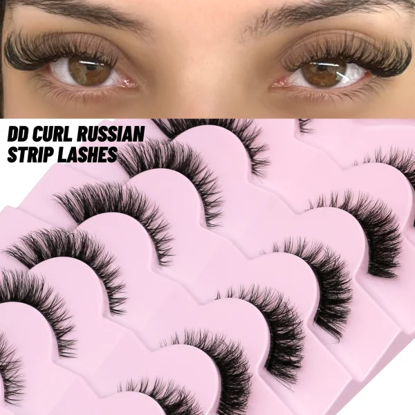 GROINNEYA False Eyelashes Cat Eye Lashes 5/7 Pairs Half Eye Lashes Fluffy Soft Natural Look Nvisible Band Mink lashes Makeup - Image 2