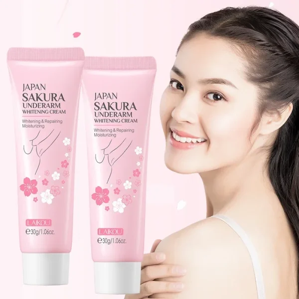 Laikou Sakura Underarm Cream Knee Buttocks Dark Skin Improve Melanin Pigmentation Korean Skin Care Product 30g - Image 4